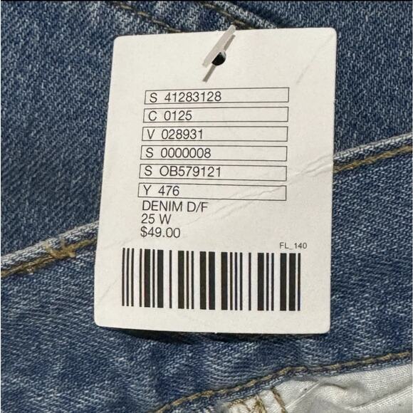 BDG UO SZ 25W Girlfriend Jean Shorts Hi-Rise Zip-Fly Distressed Frayed Hem Blue - Picture 6 of 6